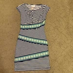 👗MSSP XS Super Cute Lightweight Striped Retro Print Mini Dress